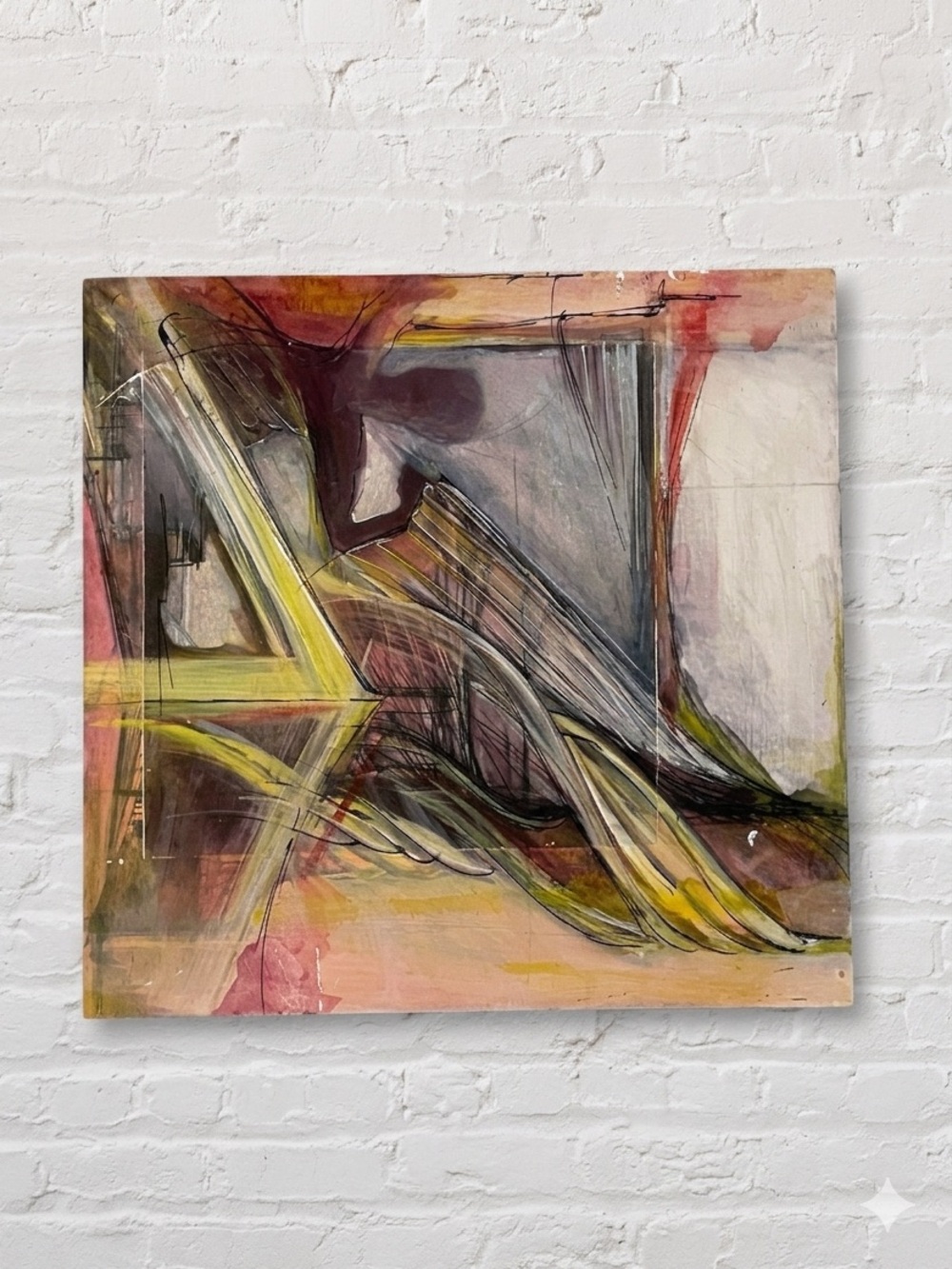 Abstract Mixed Media Painting on Wood Panel 12x12 Modern Original Wall Art